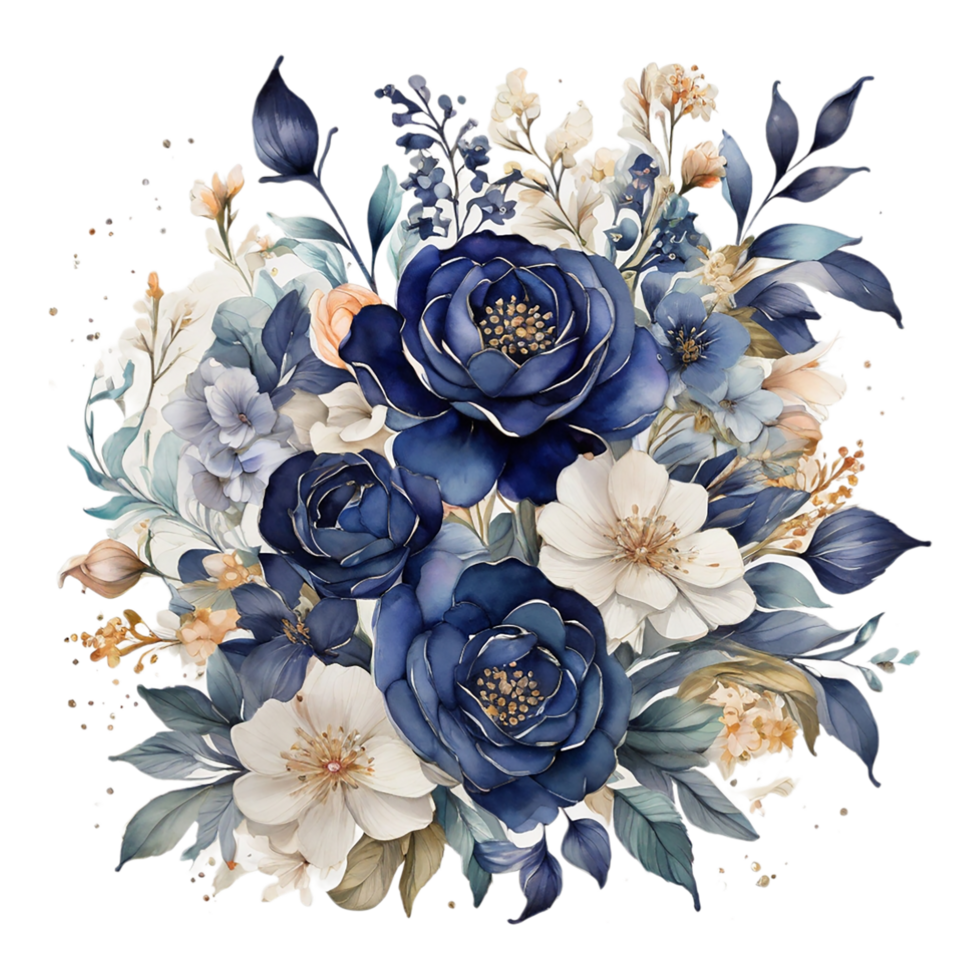 AI generated Watercolor Floral Flower Bouquet Design, Watercolor Flower Arrangements design, gilter Flower Design, Flower Sublimation Floral Clipart Wedding card design, Free PNG