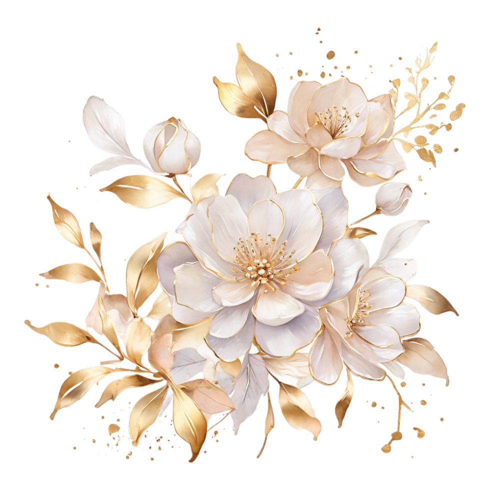 AI generated Digital oilpainted floral pattern design, Glitter flower Bouquet  design, Embossed flower pattern, Glossy flower painting design, Textile flower material design png