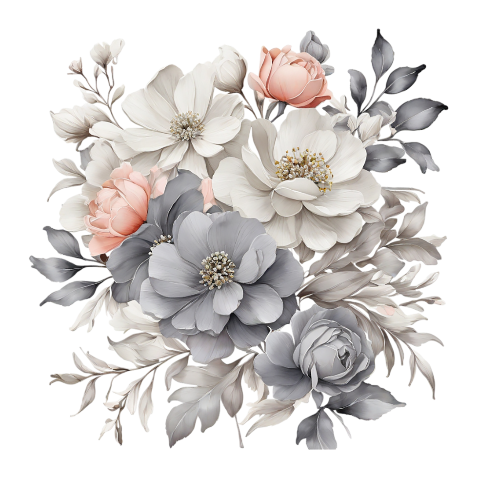 AI generated Watercolor Floral Flower Bouquet Design, Watercolor Flower Arrangements design, gilter Flower Design, Flower Sublimation Floral Clipart Wedding card design, Free PNG