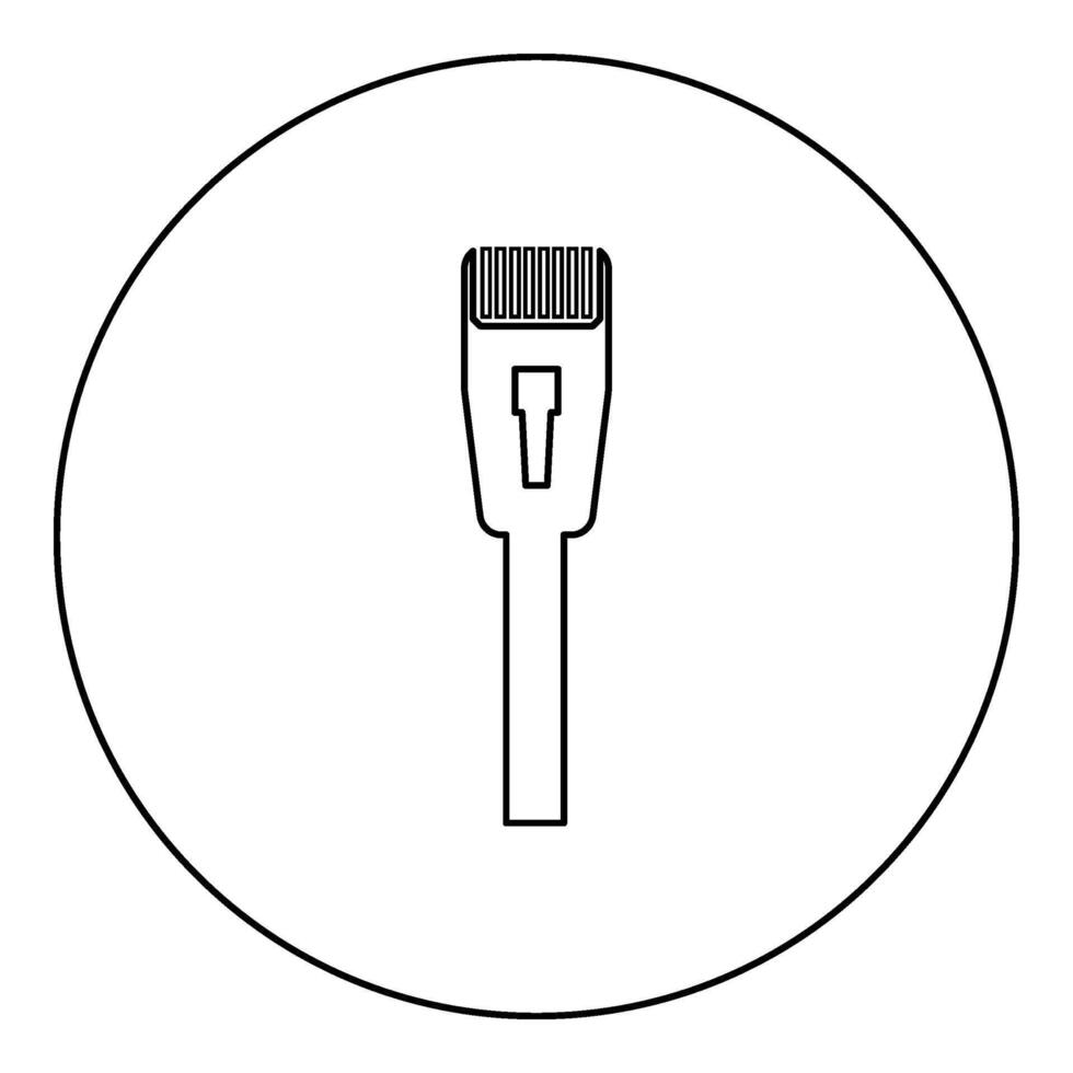 Connector with wire technology ethernet rj45 internet concept cable jack icon in circle round black color vector illustration image outline contour line thin style