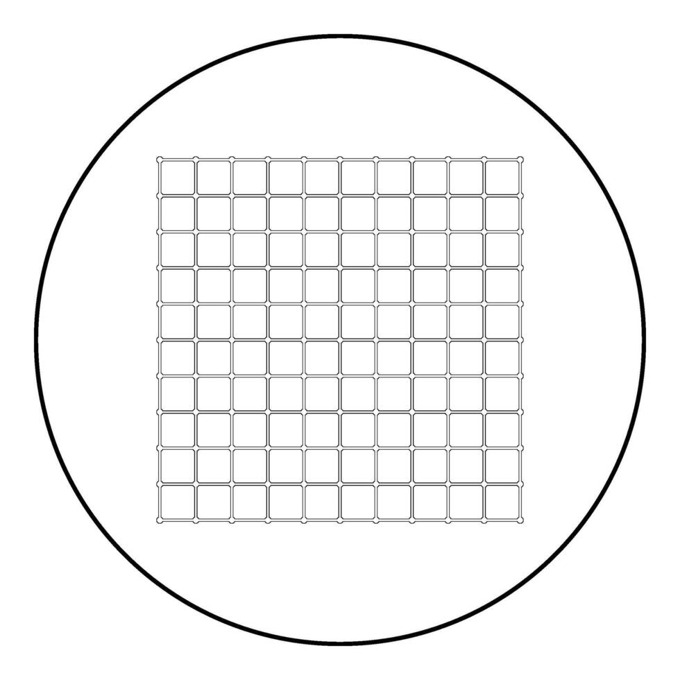 Square grid checkered icon in circle round black color vector illustration image outline contour line thin style