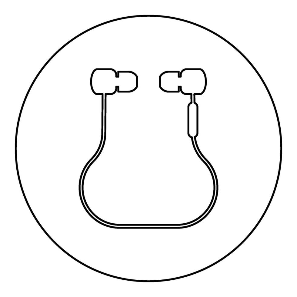 vacío auriculares cableado inalámbrico icono en circulo redondo negro color vector ilustración imagen contorno contorno línea Delgado estilo