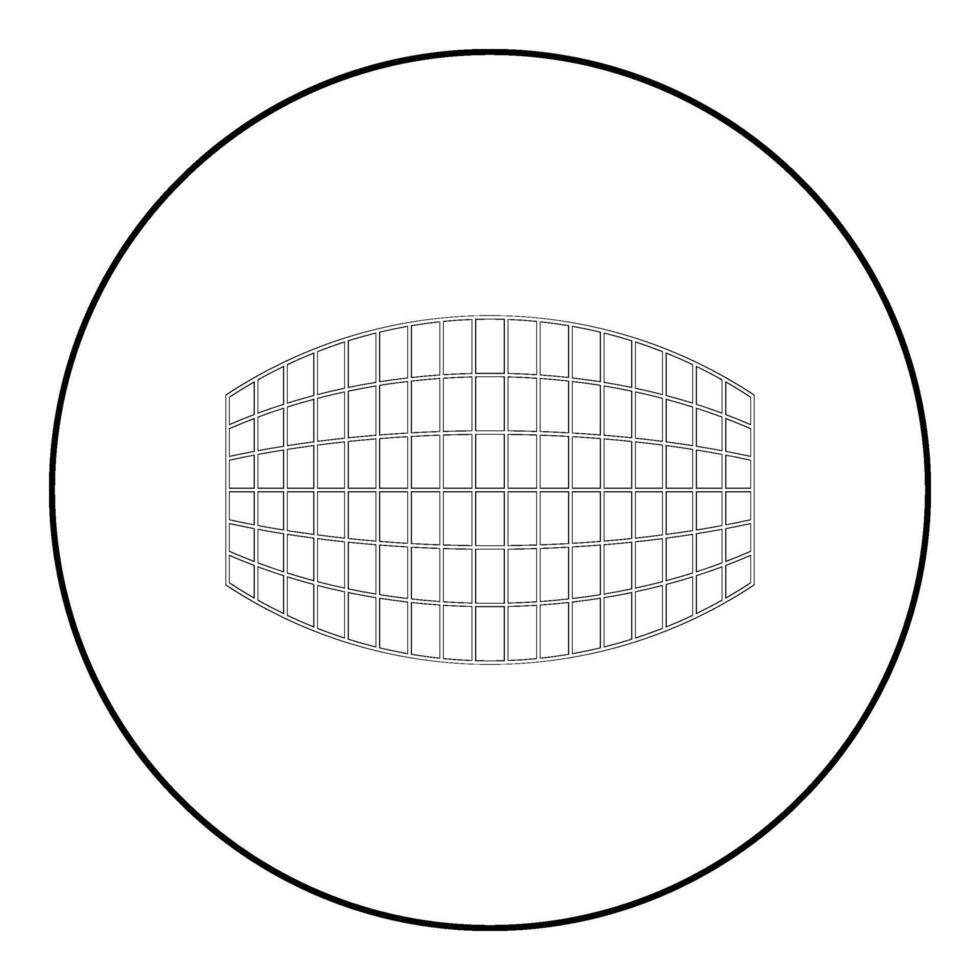 Rectangle in projection grid checkered icon in circle round black color vector illustration image outline contour line thin style
