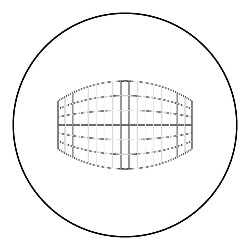 Rectangle in projection grid checkered icon in circle round black color vector illustration image outline contour line thin style