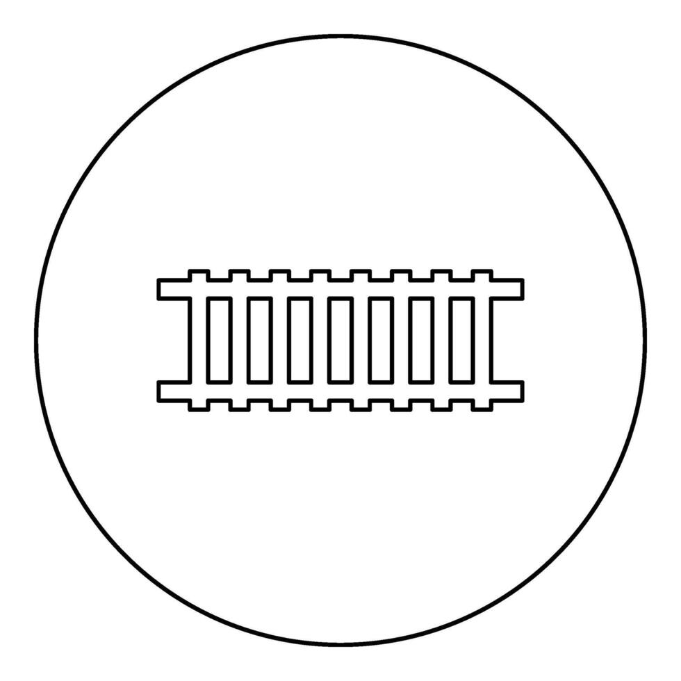 Railway track railroad path rail train subway metro tram transportation concept icon in circle round black color vector illustration image outline contour line thin style
