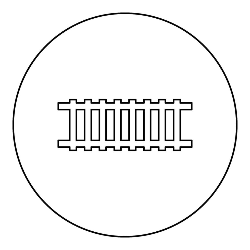 ferrocarril pista ferrocarril camino carril tren subterraneo metro tranvía transporte concepto icono en circulo redondo negro color vector ilustración imagen contorno contorno línea Delgado estilo