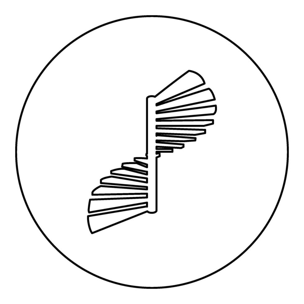 Spiral staircase circular stairs icon in circle round black color vector illustration image outline contour line thin style