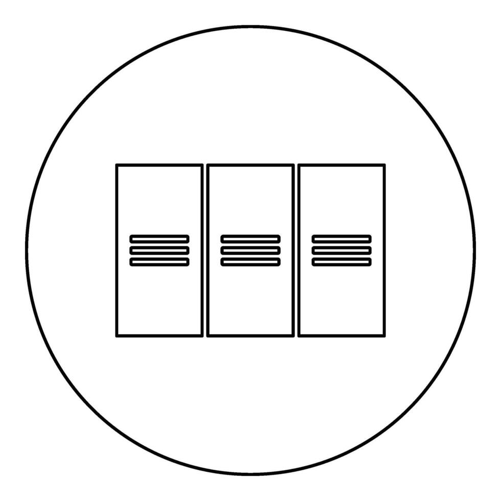 Metal cabinet steel lockers boxes icon in circle round black color vector illustration image outline contour line thin style