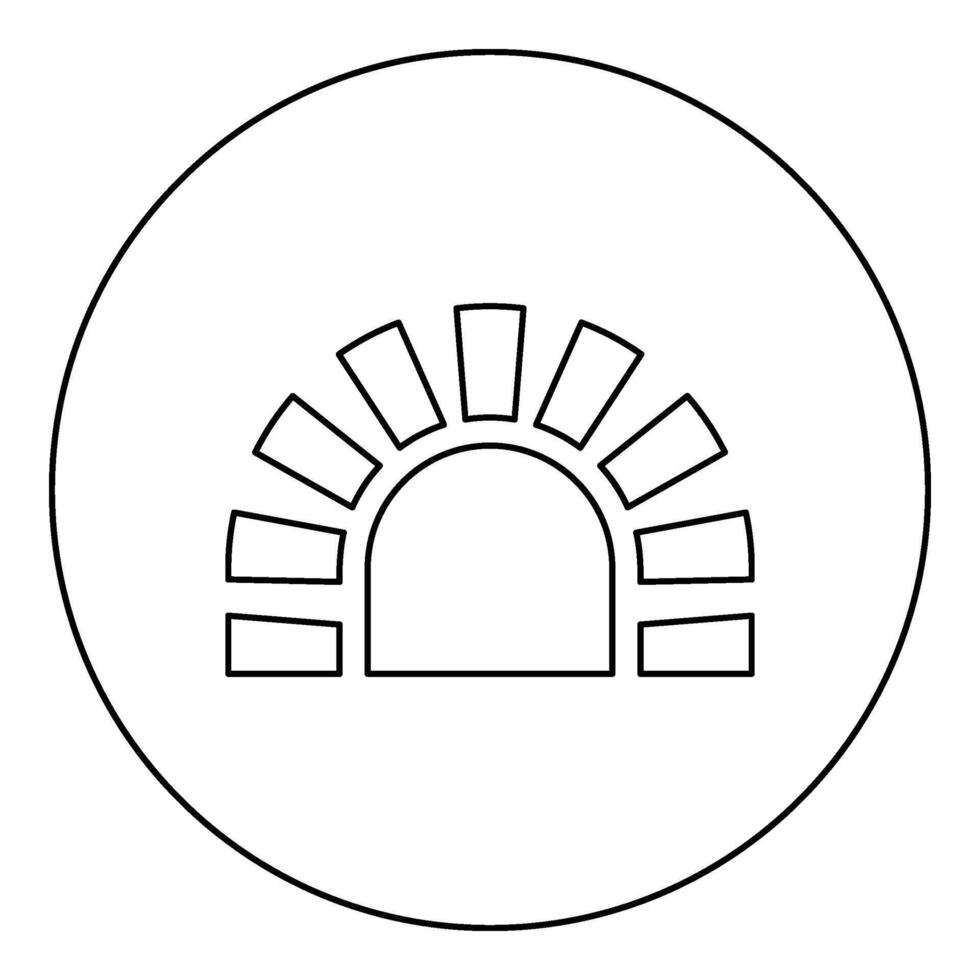 Stone stove brick oven fireplace fireplace for cooking and baking furnace traditional icon in circle round black color vector illustration image outline contour line thin style