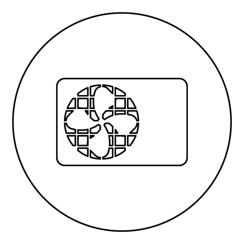 aire acondicionador ventilador equipo sistema icono en circulo redondo negro color vector ilustración imagen contorno contorno línea Delgado estilo