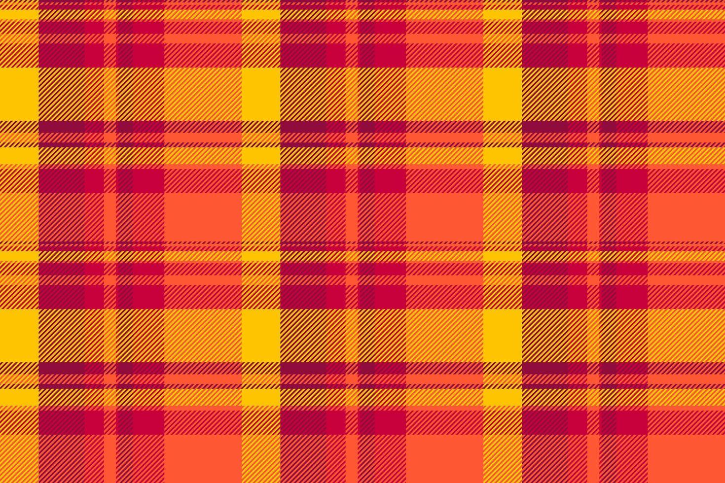 Funky textile check background, scarf seamless tartan pattern. Template plaid vector texture fabric in red and golden poppy colors.