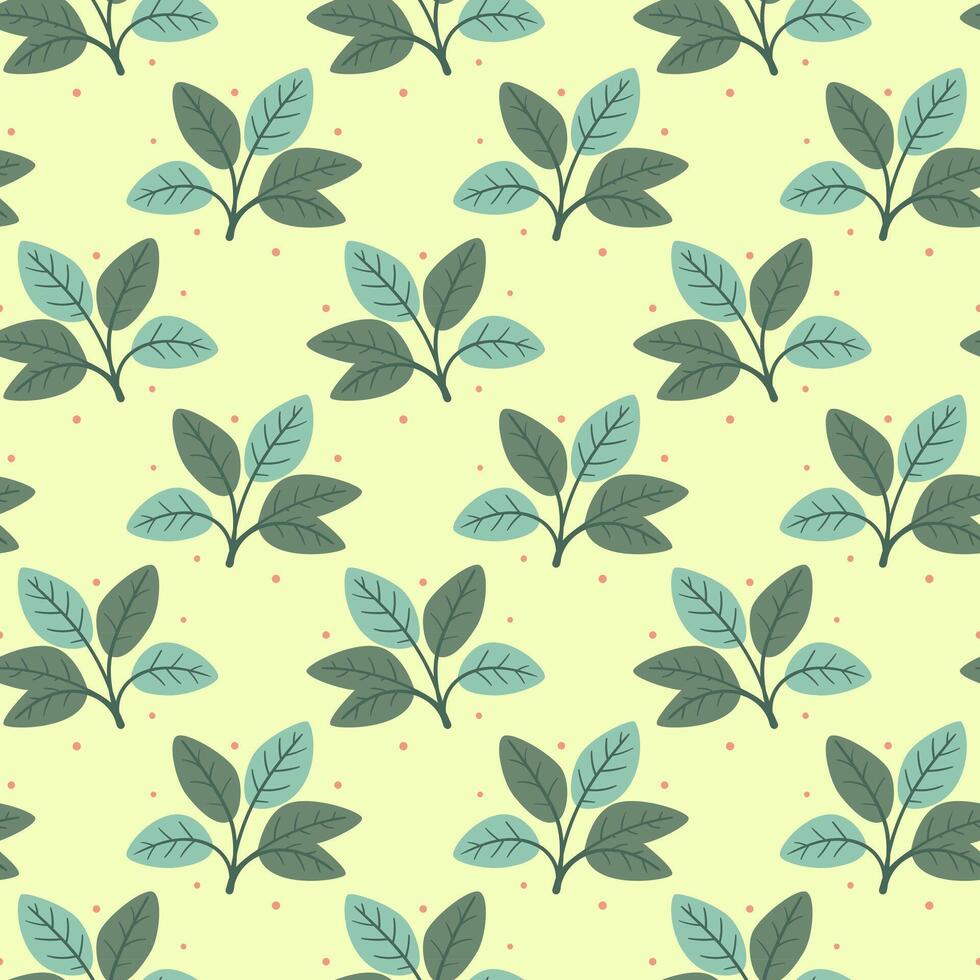 Hand drawn floral pattern vector design. Simple ornament with plant and leaf.