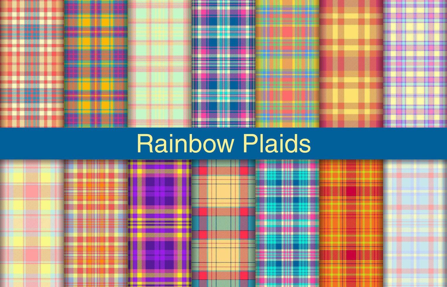 Rainbow plaid bundles, textile design, checkered fabric pattern for shirt, dress, suit, wrapping paper print, invitation and gift card. vector