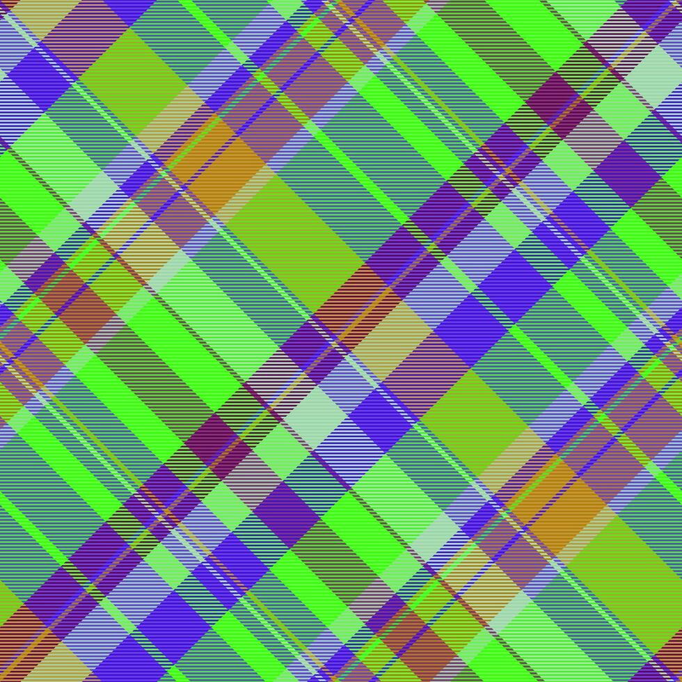 Decoration plaid tartan fabric, hippy background seamless vector. Christmas ornament pattern textile check texture in indigo and bright colors. vector