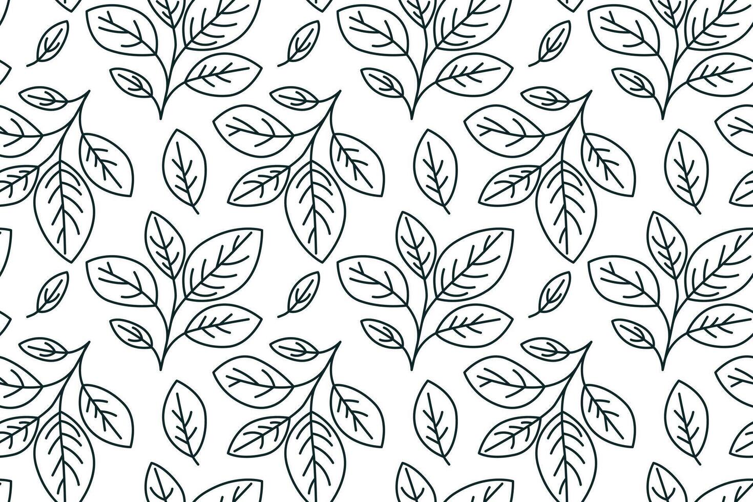 Hand drawn floral pattern vector design. Simple ornament with plant and leaf.