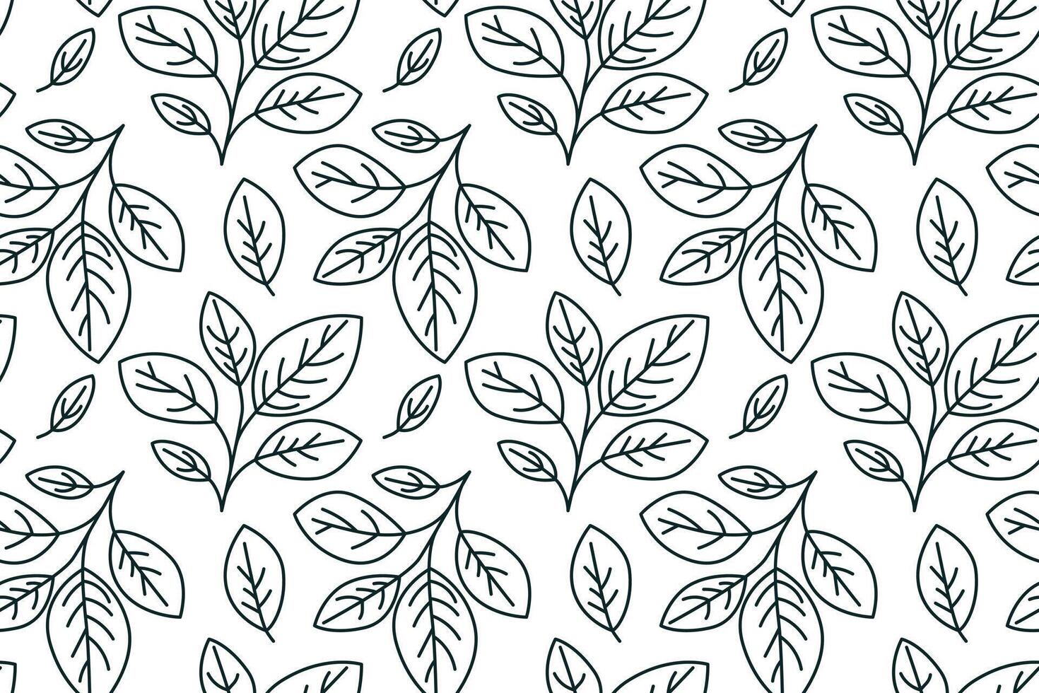 Hand drawn floral pattern vector design. Simple ornament with plant and leaf.