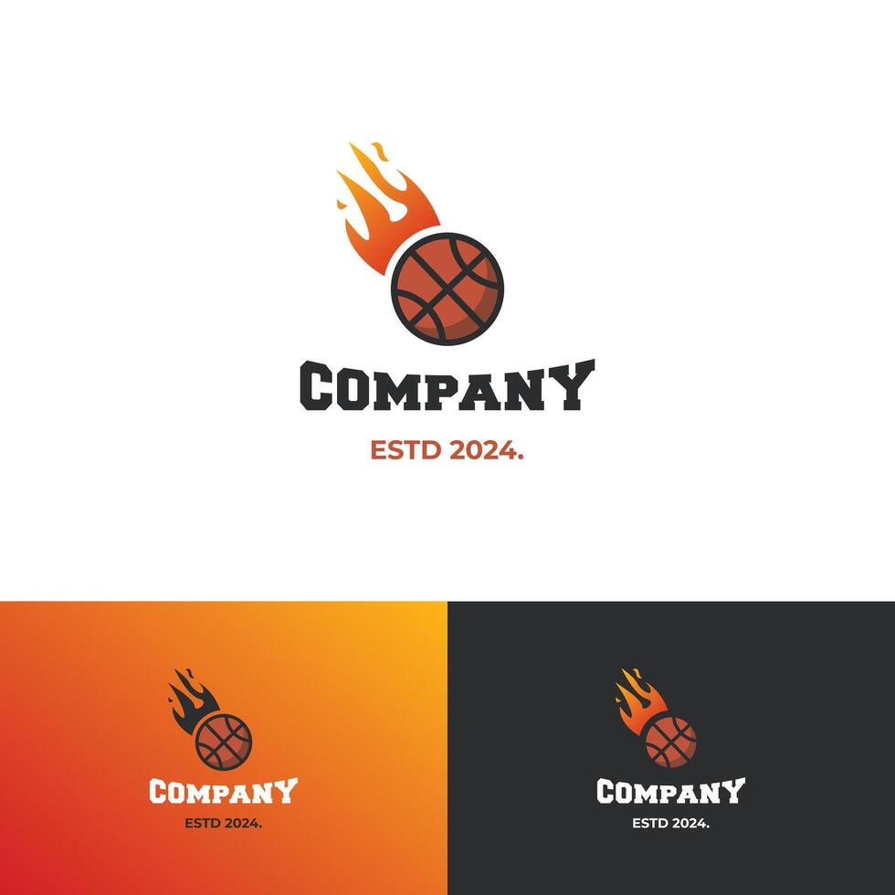 Basketball with flames logo design concept vector