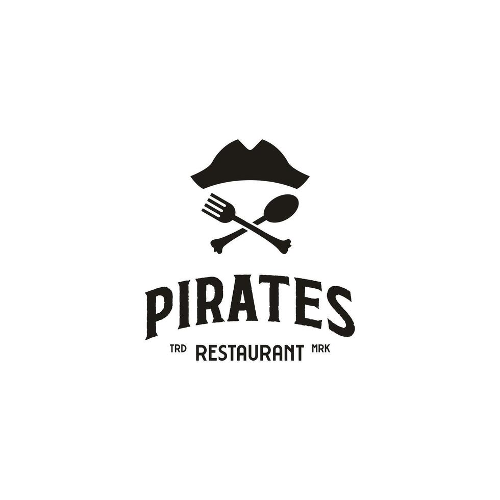 Pirates restaurant logo design on isolated background vector