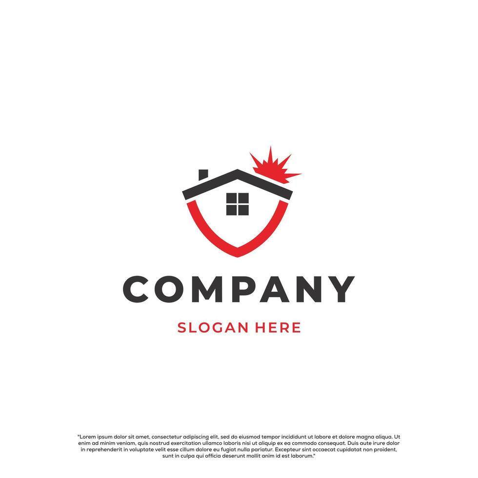 Sun house shield logo design on isolated background vector