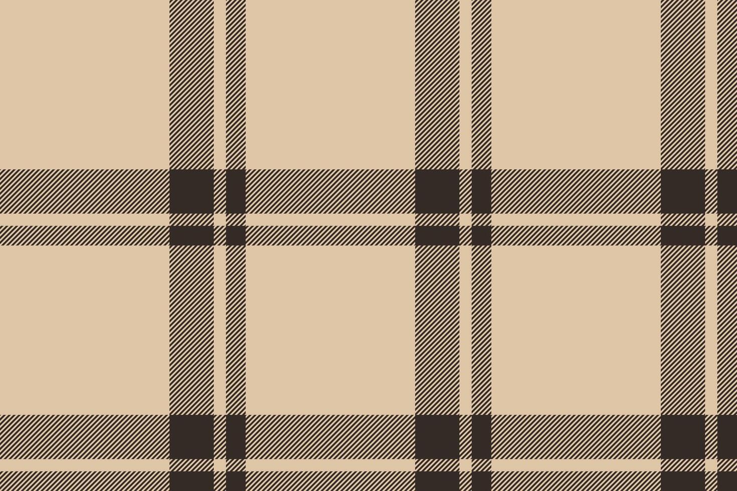 Plaid background, check seamless pattern in beige. Vector fabric texture for textile print, wrapping paper, gift card or wallpaper.