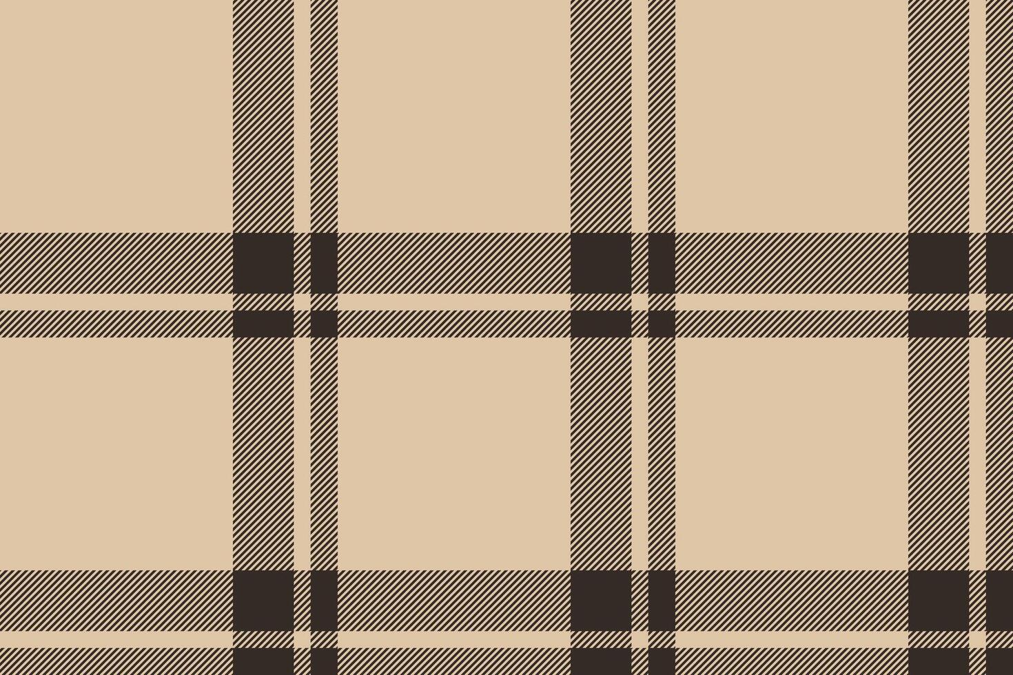 Plaid background, check seamless pattern in beige. Vector fabric texture for textile print, wrapping paper, gift card or wallpaper.