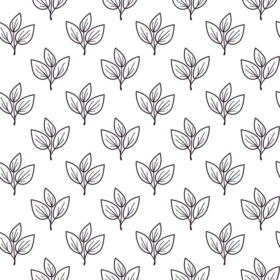 Hand drawn floral pattern vector design. Simple ornament with plant and leaf.