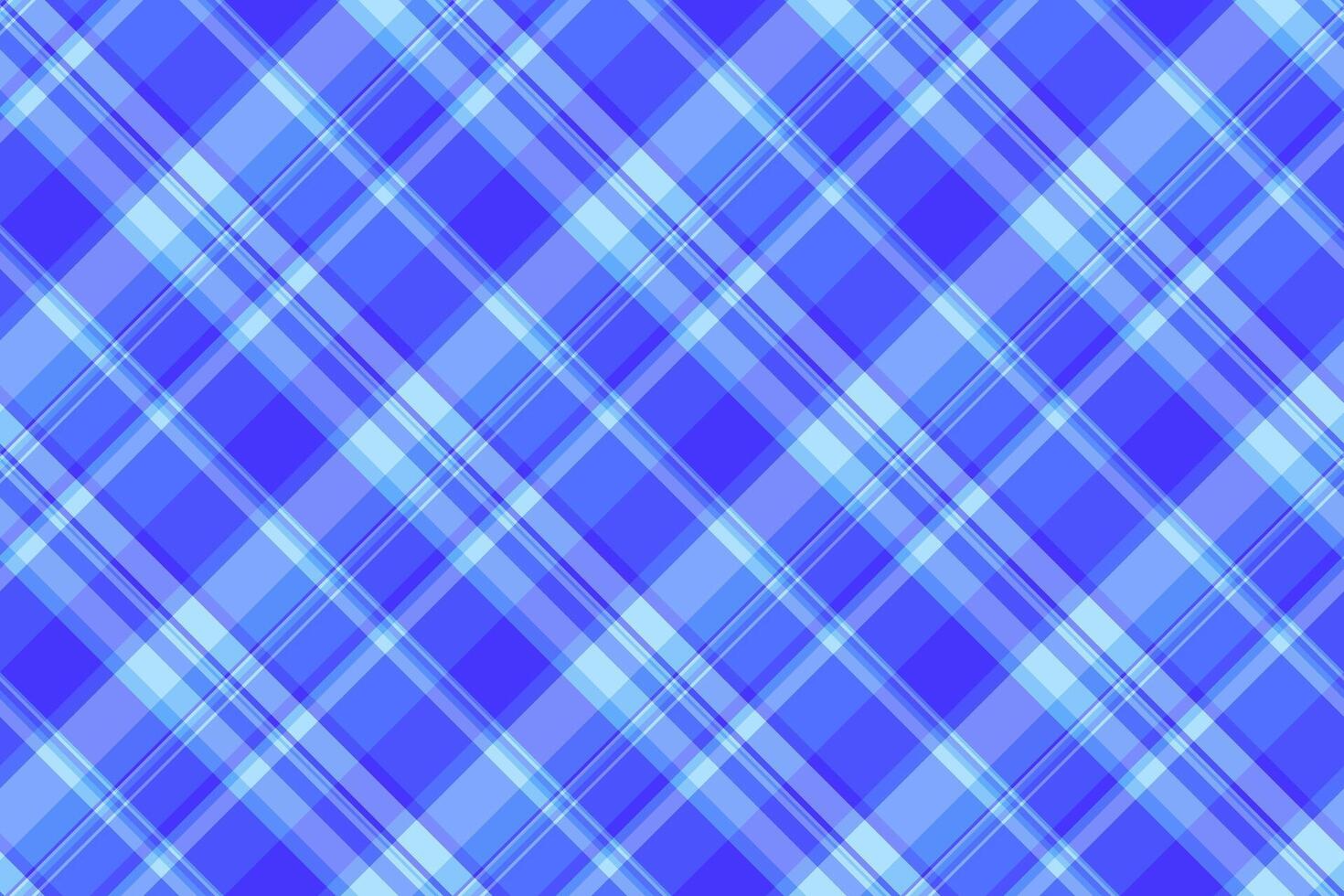 African texture tartan plaid, editable seamless vector textile. Menu background check pattern fabric in blue and cyan colors.