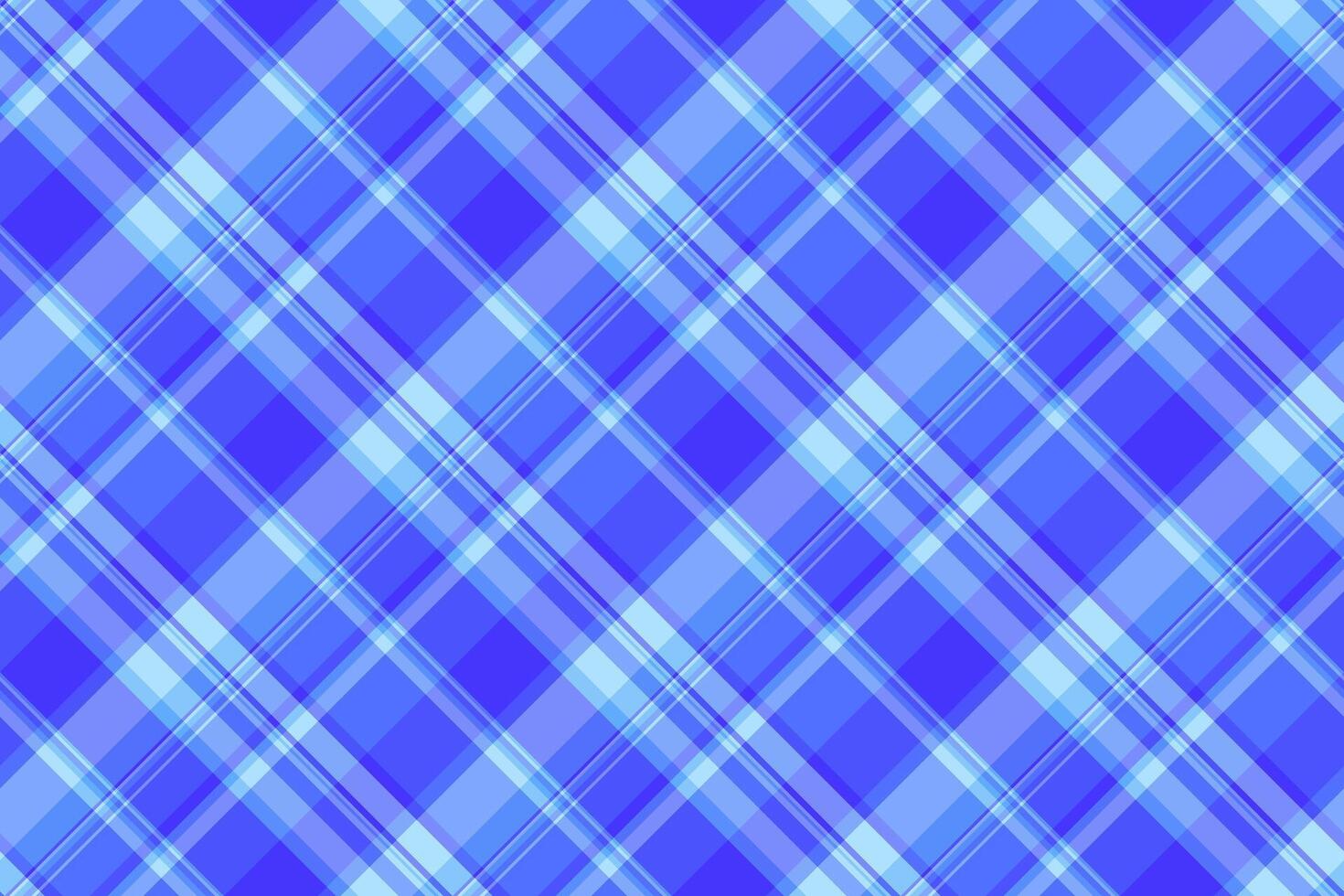 African texture tartan plaid, editable seamless vector textile. Menu background check pattern fabric in blue and cyan colors.