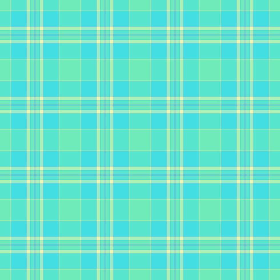 Rich vector check pattern, surface textile plaid tartan. Revival background fabric texture seamless in teal and mint colors.