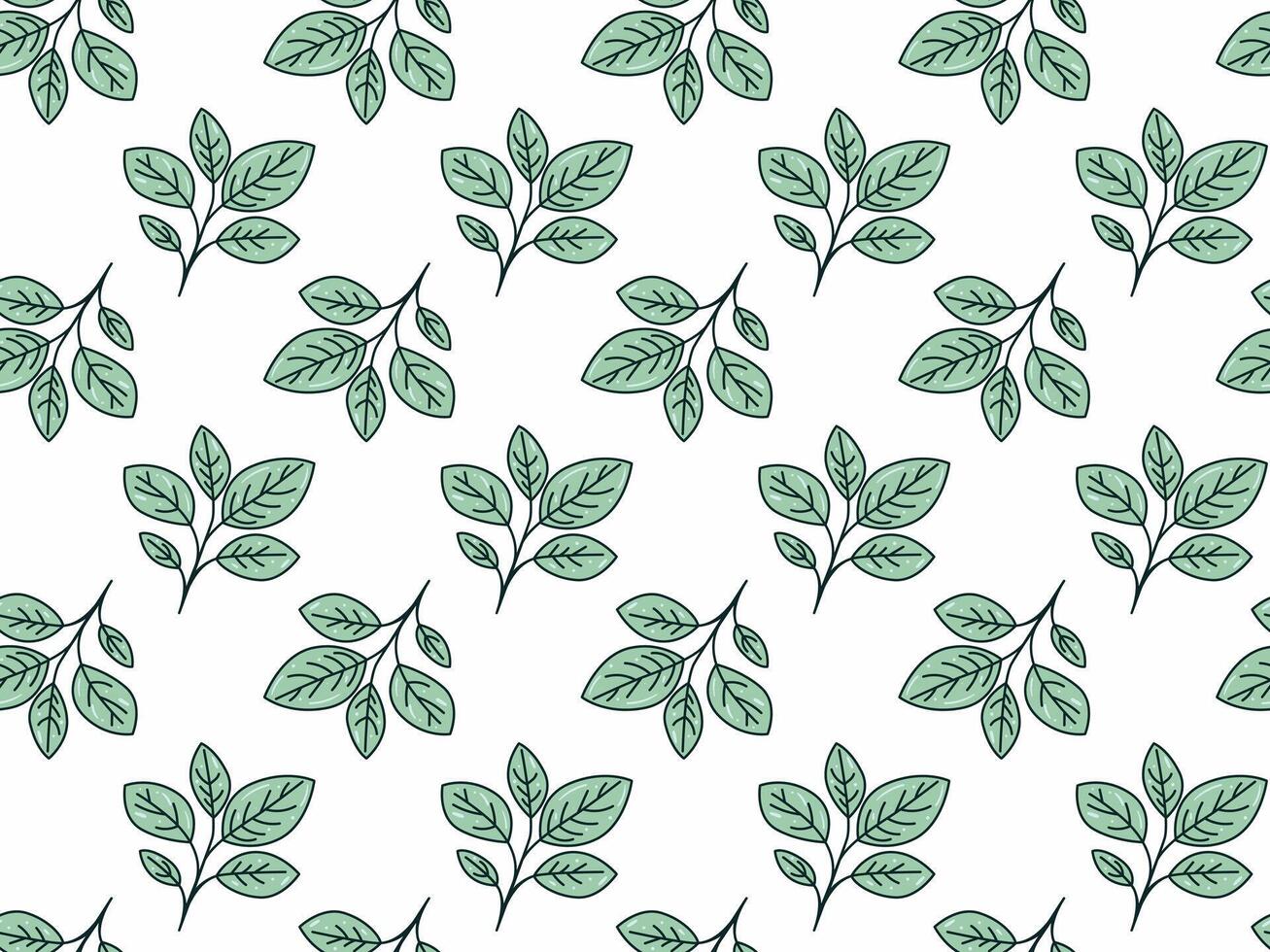 Hand drawn floral pattern vector design. Simple ornament with plant and leaf.