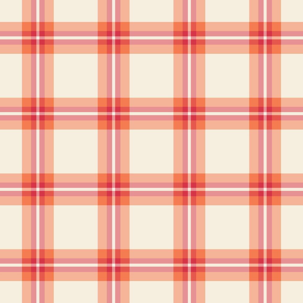 Reel seamless check tartan, gentleman pattern background texture. Gingham plaid textile fabric vector in red and orange colors.