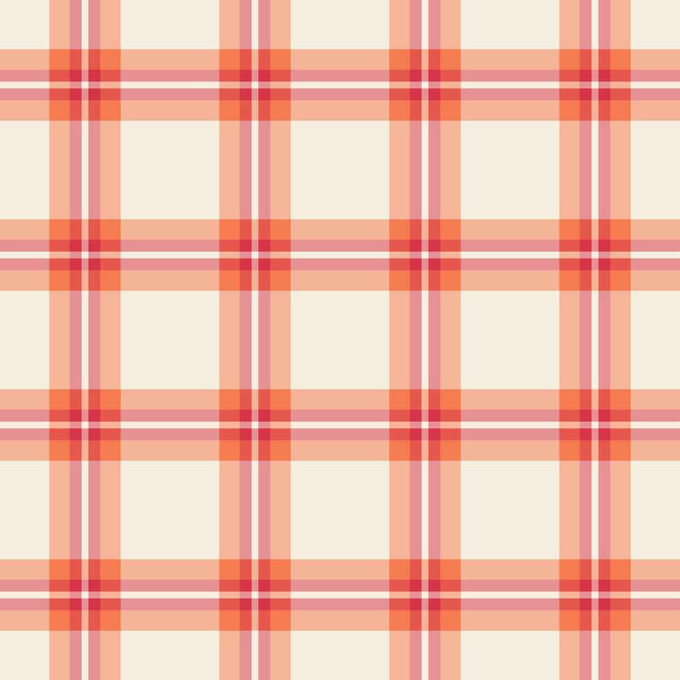 Reel seamless check tartan, gentleman pattern background texture. Gingham plaid textile fabric vector in red and orange colors.