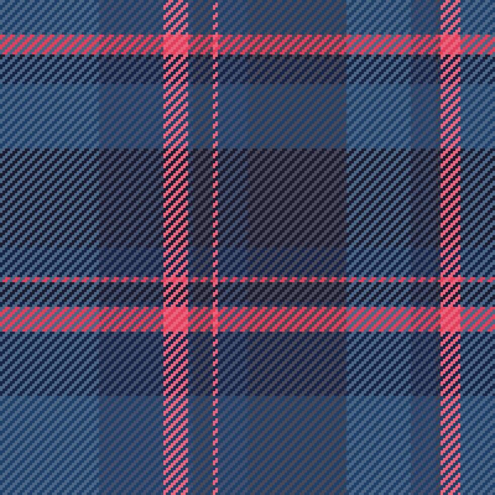 Styled background seamless fabric, fade plaid texture pattern. Fluffy vector textile tartan check in blue and dark colors.