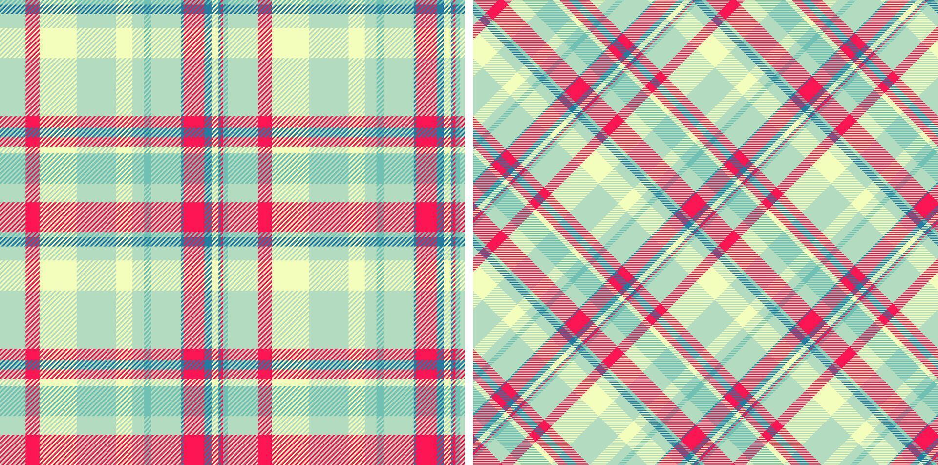 Plaid tartan background of textile seamless fabric with a check texture pattern vector. Set in trendy colors. Elegant tablecloths for special occasions. vector
