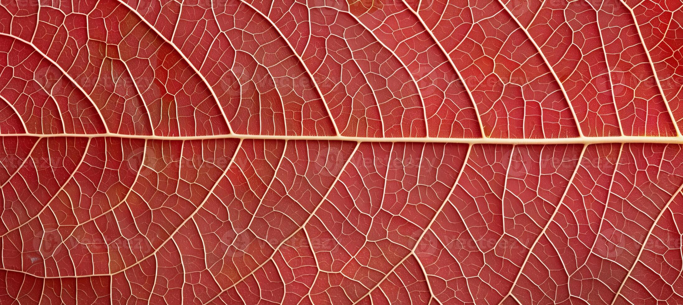 AI generated Red leaf skeleton texture background ideal for nature inspired designs and creative projects photo