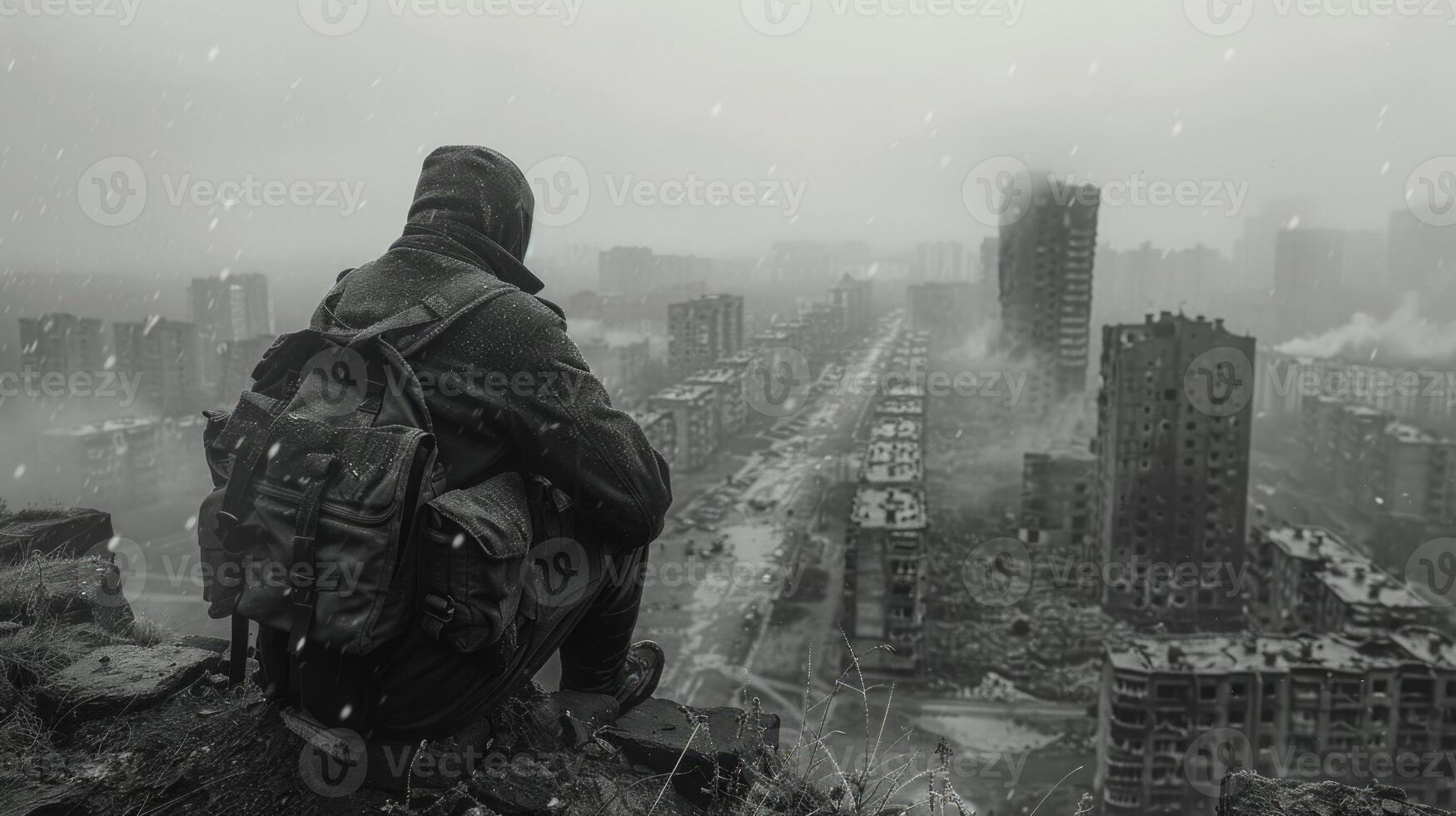 AI generated Poignant wartime portrait, sacrifice and bravery in a soldier's emotional photograph from the second great war, a powerful depiction of human toll and resilience amidst fight for liberty photo