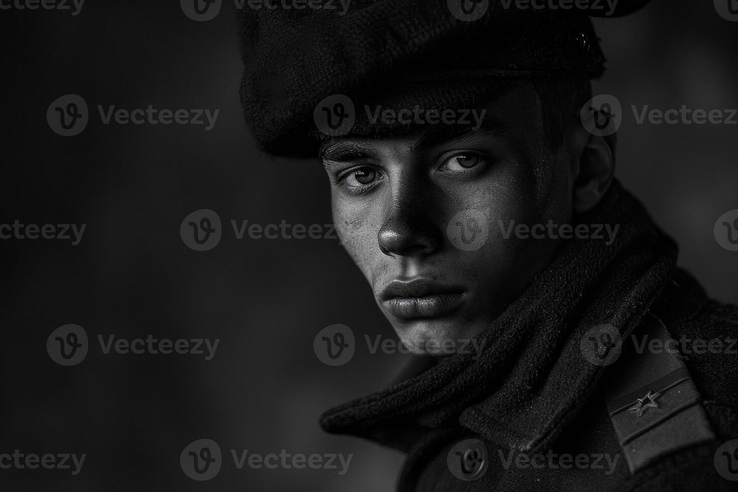 AI generated An emotional photo of a soldier from the Second Great War a tragic wartime experience, a compelling portrait reflecting the depth of suffering and heroism in the struggle for freedom.