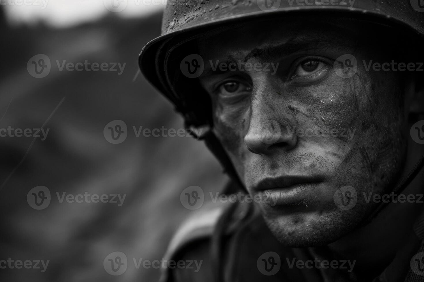 AI generated An emotional photo of a soldier from the Second Great War a tragic wartime experience, a compelling portrait reflecting the depth of suffering and heroism in the struggle for freedom.