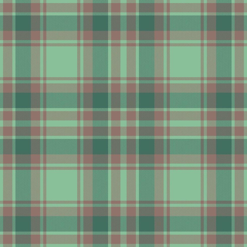 Plaid seamless pattern in green. Check fabric texture. Vector textile print.