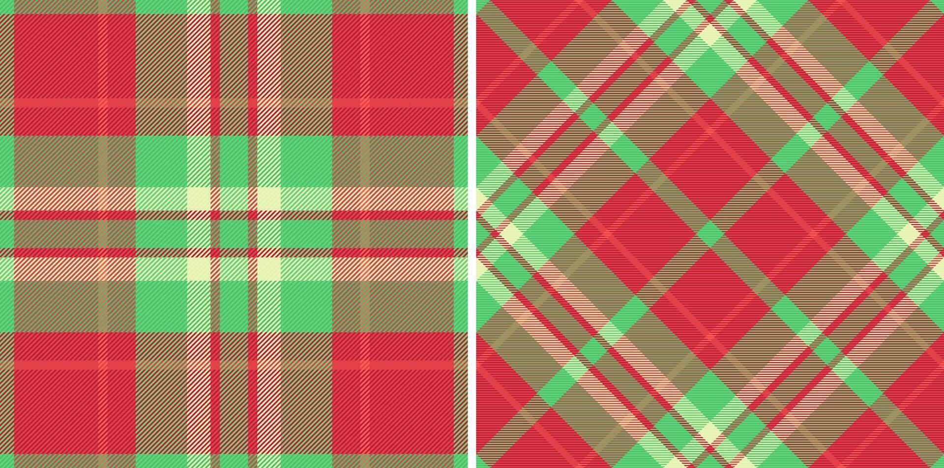 Vector plaid seamless of fabric texture tartan with a check pattern textile background. Set in christmas colors. October fashion trends.