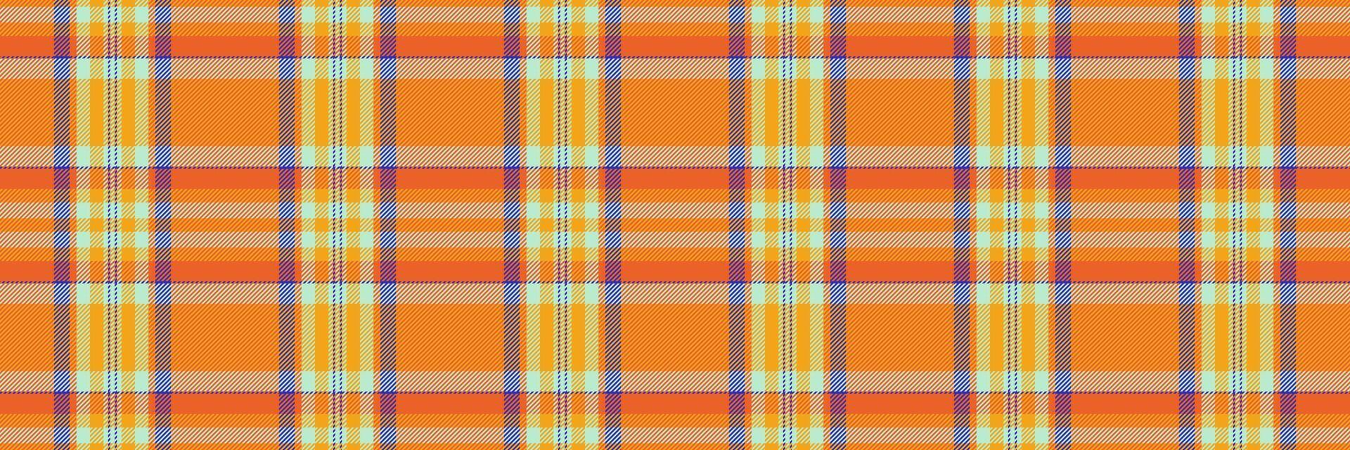Attire vector seamless background, towel textile tartan plaid. Graphic pattern check fabric texture in orange and amber colors.