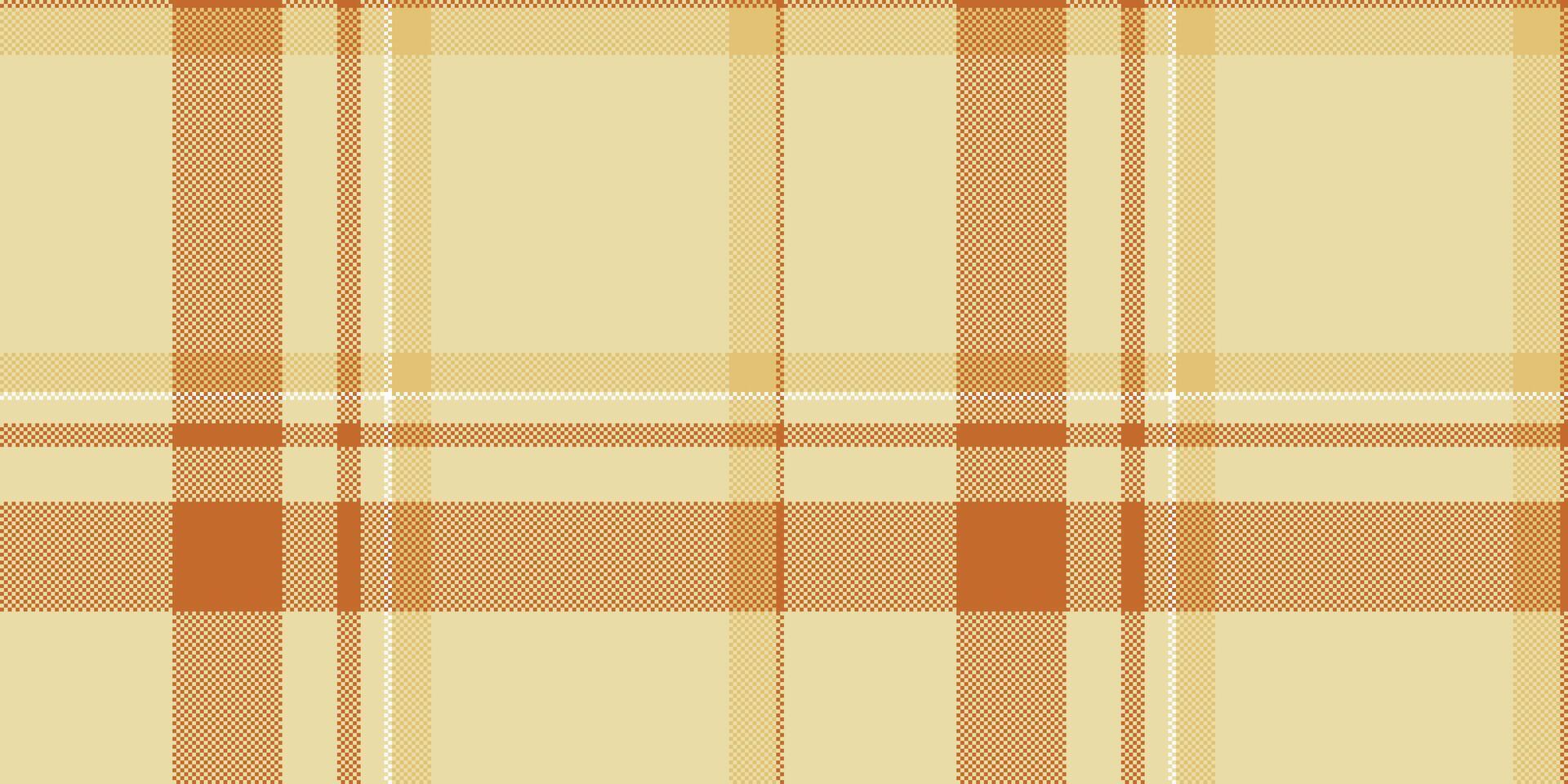 1960s tartan textile seamless, rug plaid fabric texture. Comfort vector pattern check background in light and orange colors.