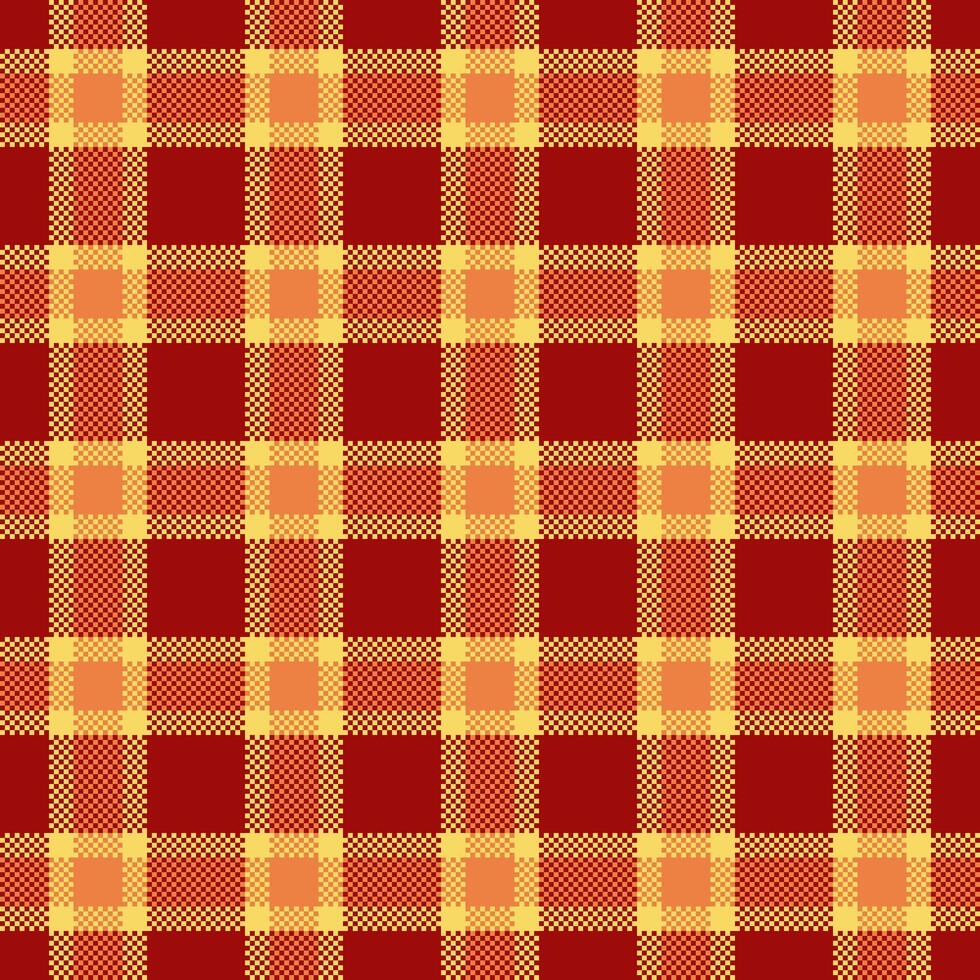Love texture textile fabric, trend check tartan plaid. Furniture background seamless vector pattern in red and yellow colors.