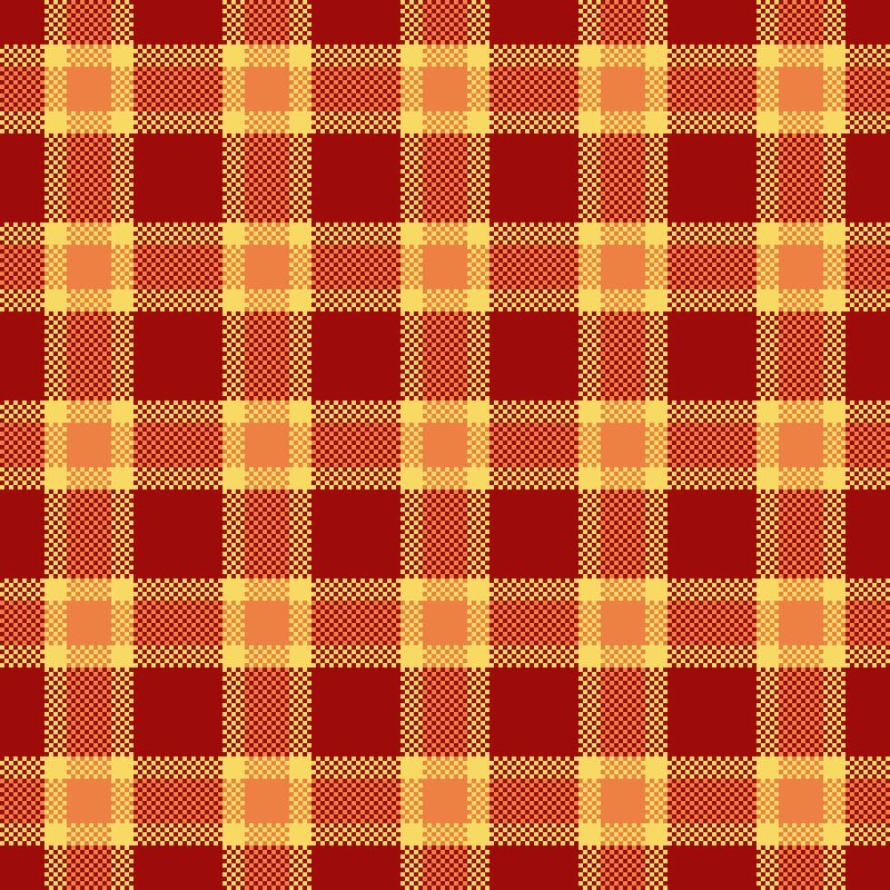 Love texture textile fabric, trend check tartan plaid. Furniture background seamless vector pattern in red and yellow colors.