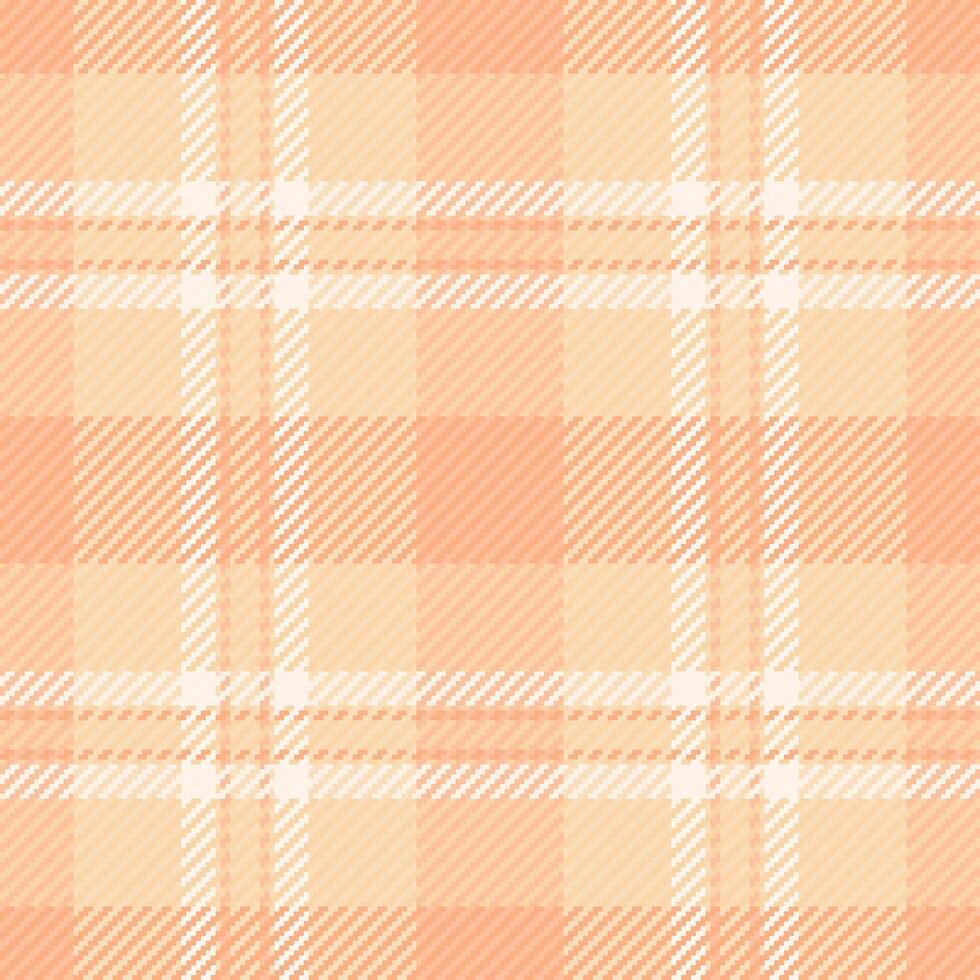 Handmade textile check seamless, classic background texture pattern. Bold plaid tartan fabric vector in orange and peach puff colors.