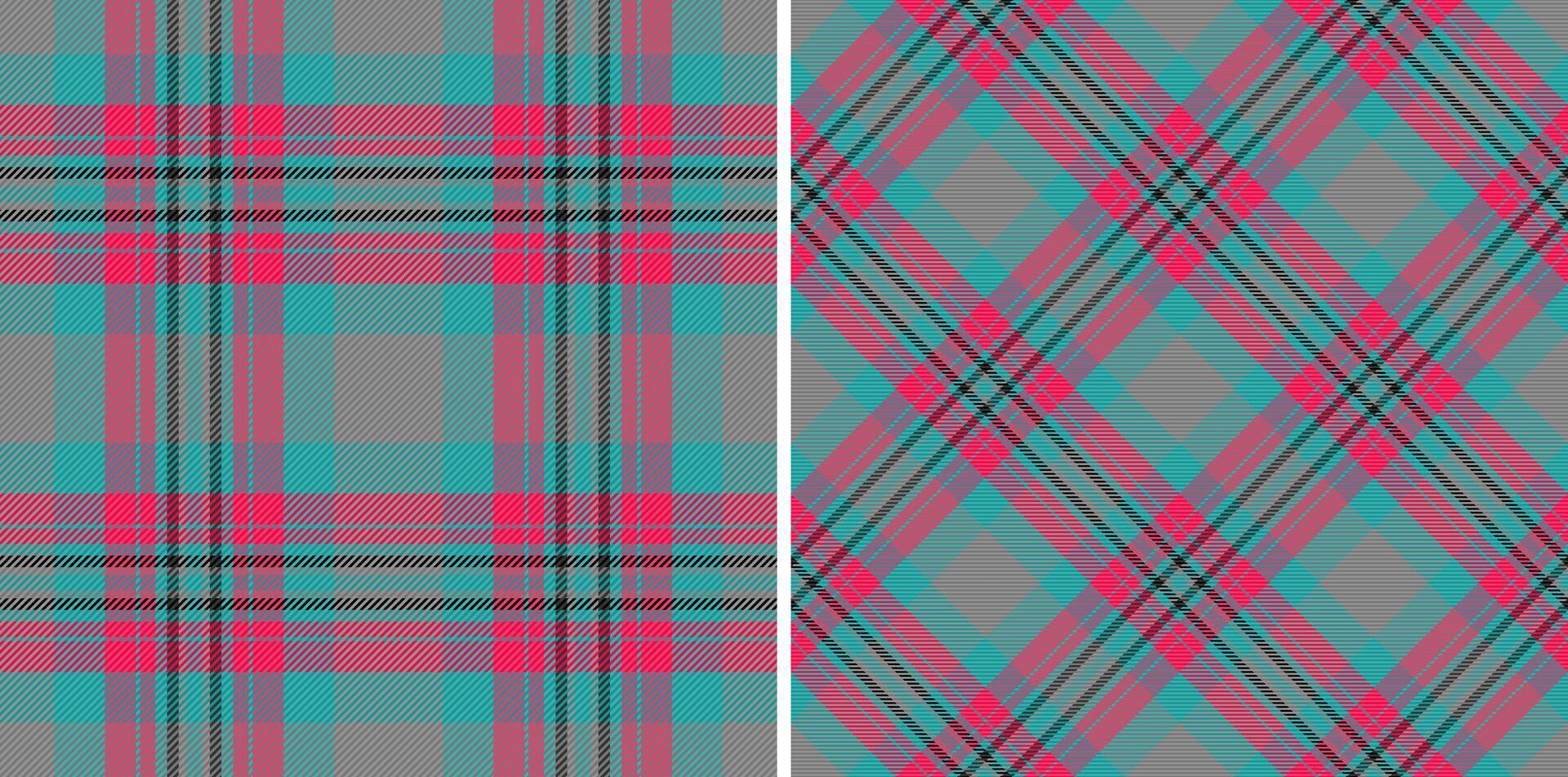 Seamless background fabric of check vector textile with a texture pattern tartan plaid. Set in fashionable colors for uniform ideas for different professions.
