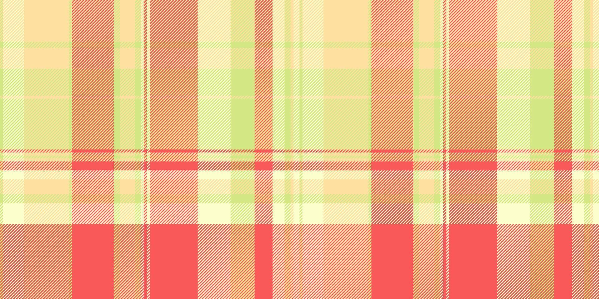 Worldwide seamless check fabric, trade pattern textile vector. Repetition texture background plaid tartan in red and lime colors. vector