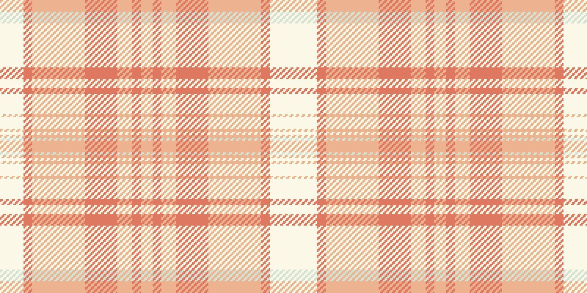 Thin seamless background pattern, order vector plaid check. Asymmetric tartan textile fabric texture in old lace and orange colors.