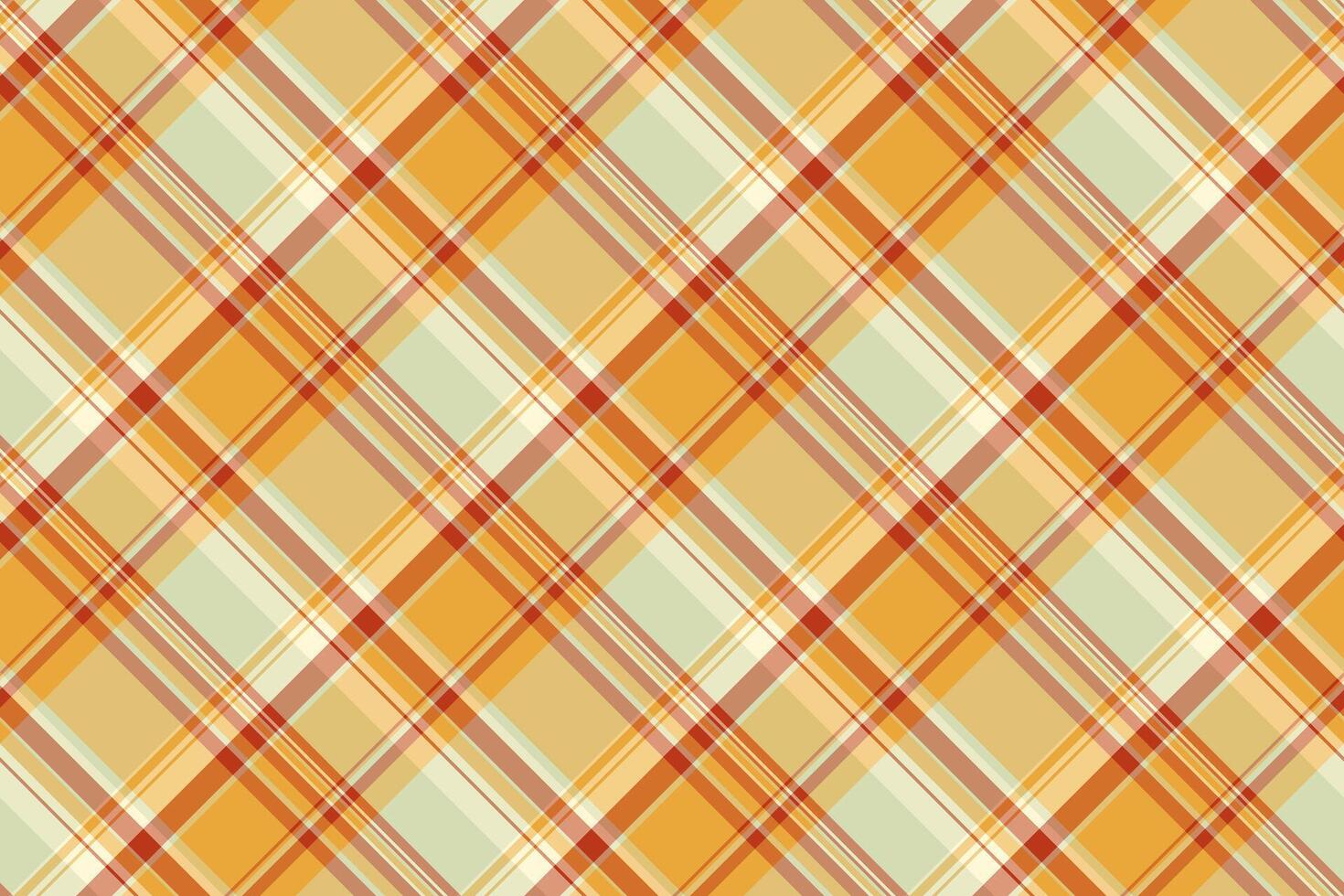 Geometric vector fabric textile, other plaid pattern texture. Party background seamless tartan check in amber and orange colors.