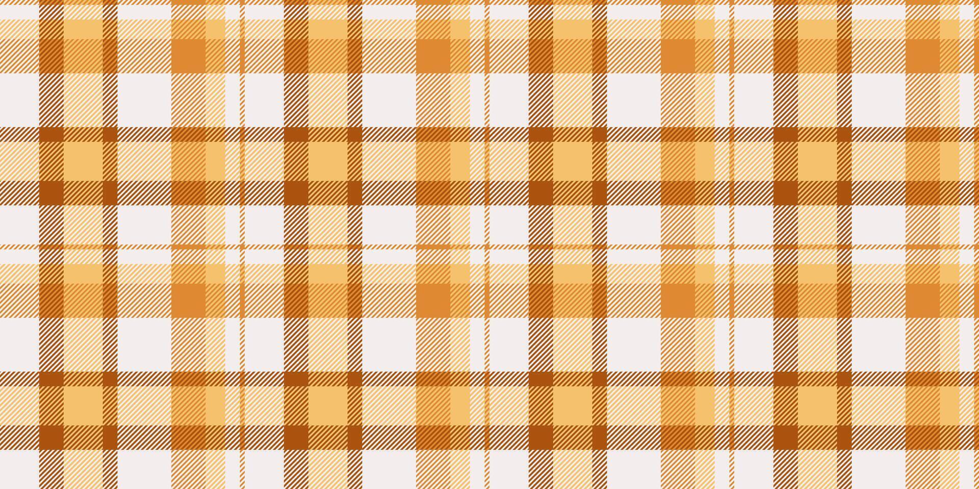 Place fabric texture seamless, festive tartan check pattern. Discount background textile plaid vector in orange and white colors.